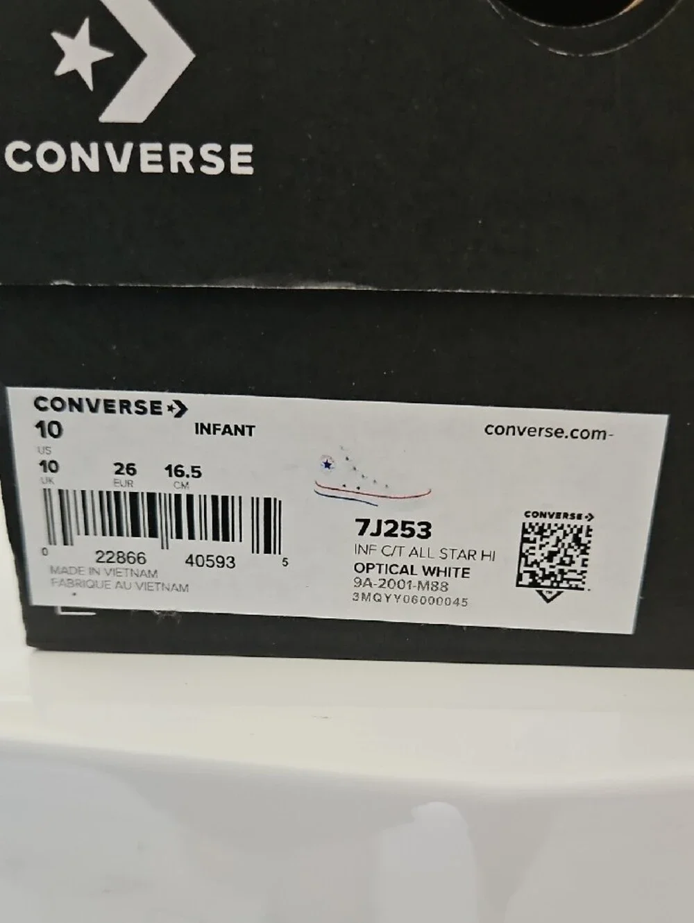 Converse Kids White High-Top Sneakers with Red Trim